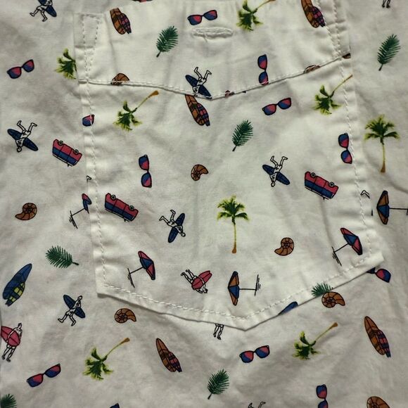 Free Planet White Casual Button Down Shirt with summer Print size M - Picture 4 of 8